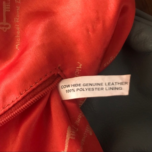 Italian Gray Leather Michael Rome Slouch Satchel Purse - Picture 9 of 16